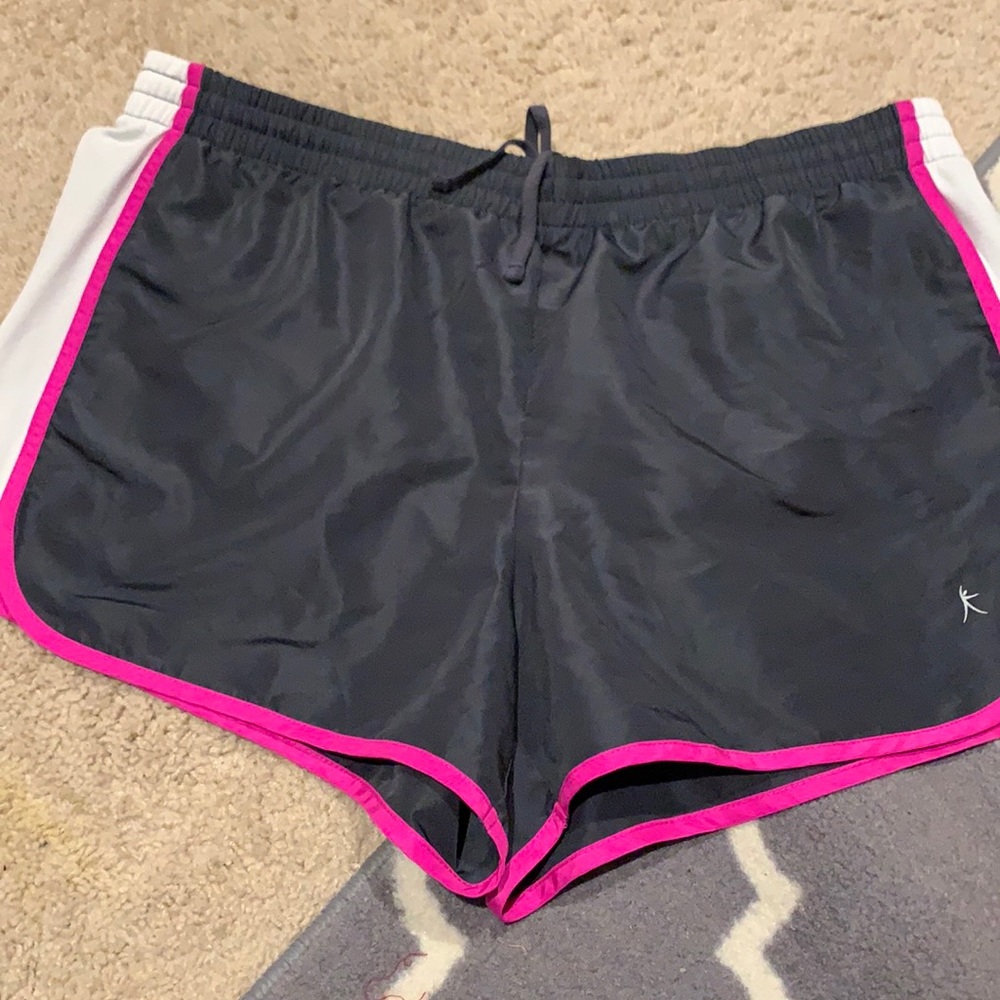 grey white pink windbreaker shorts